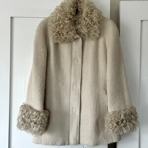 Vintage Georges Rech Alpaca wool tibetan goat fur coat FR38